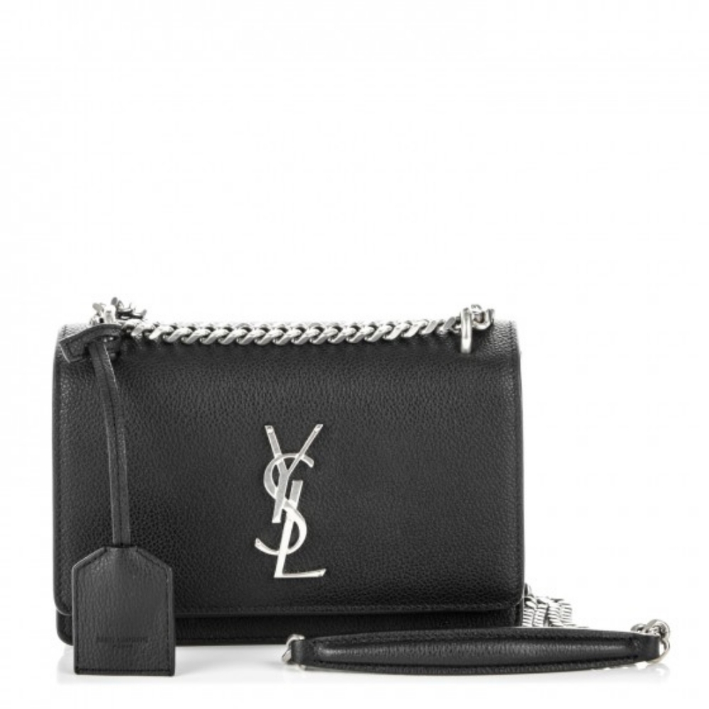 Brand New!!! YSL Saint Laurent Sunset Medium YSL Crossbody Bag in Black Leather - Picture 4 of 16